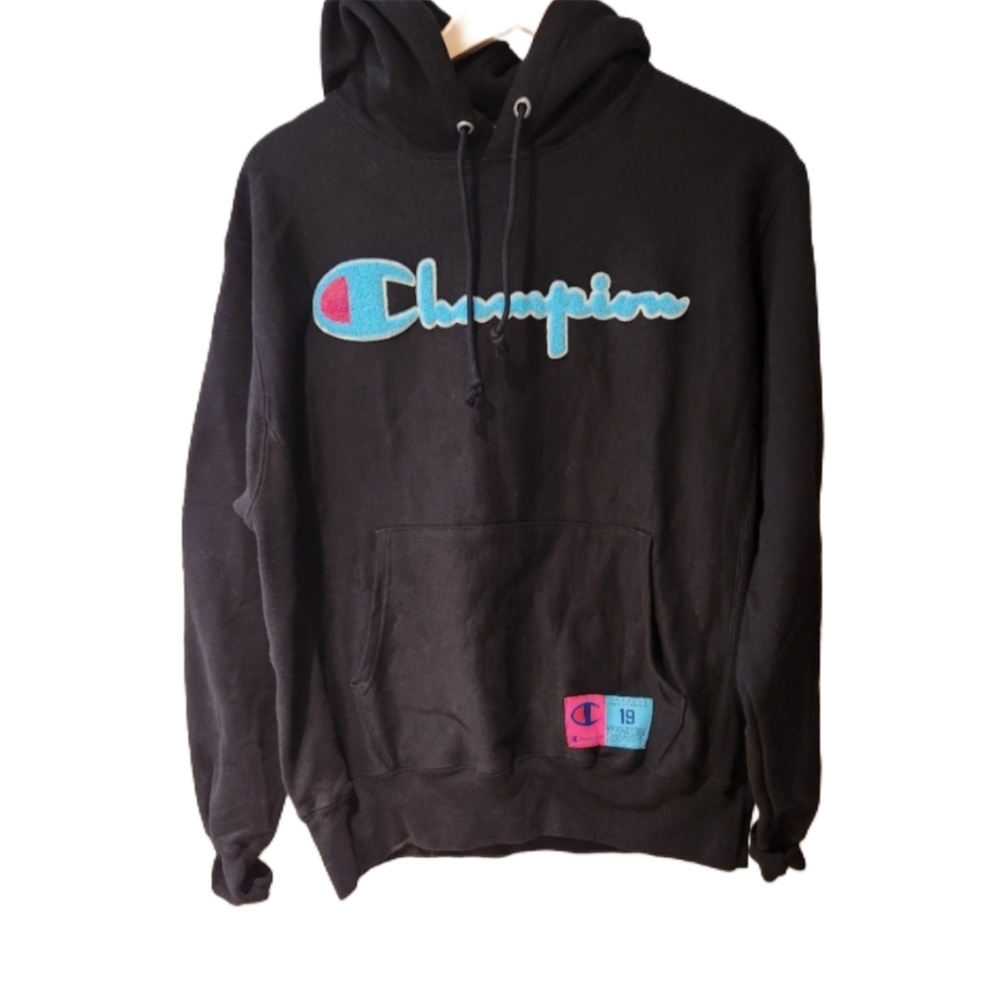 Champion Medium Colorblock‎ Reverse Weave  Hoodie with Blue and Pink Logo